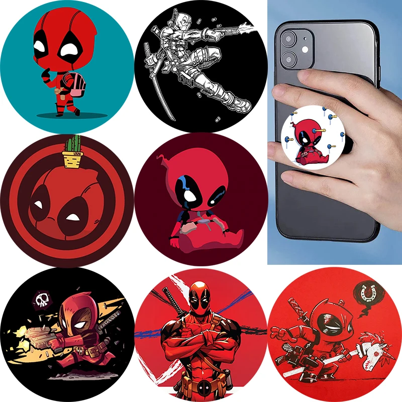 

Marvel Deadpool Popping Phone Socket Folding Phone Holder Stand Phones Grip Mobile Phone Accessories Soporte Movil For iPhone