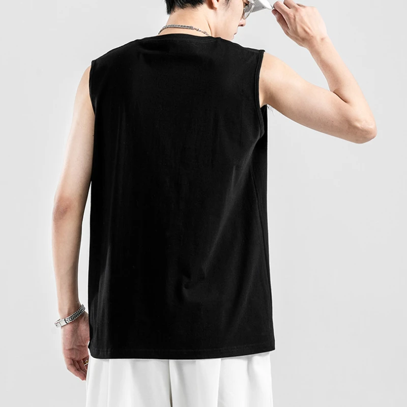 Summer Men's Tank Top Loose Basketball Bodybuilding Gym T-shirt Man Sleeveless Shirt Cotton Fashion Leisure Sports Men's Vest