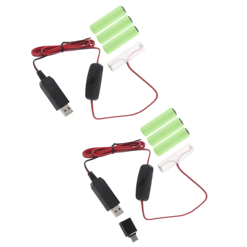 

Type C USB to AA Dummy Cable 6V Power Supply Cord Converter Wire
