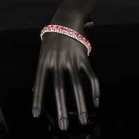 100 genuine 925 sterling silver garnet wrap bracelets for women full red topaz gemstone pulseira feminina party luxury jewelry