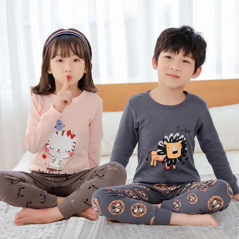 

Children Full Sleeve Cotton Pajamas Sets Boys Dinosaur Pajamas Kids Pyjamas for 2 to 14 Years Teens Pijamas Homewear Nightwear