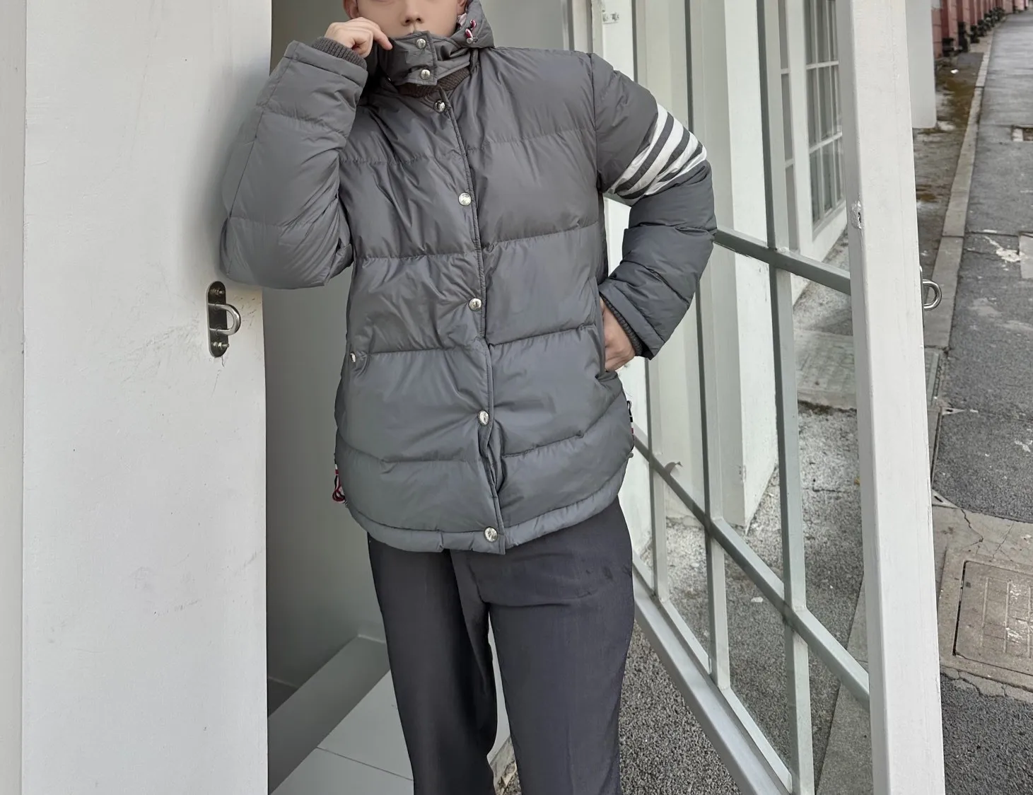Winter Down Jacket TB THOM Solid Color Hooded Down Coats High Quality Thick Duck Parka Mens Outdoor Coat Women Down Jackets