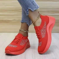 new rhinestone women vulcanized shoes 2022 platform sneakers lightweight mesh sports shoes breathable running shoes plus size 43