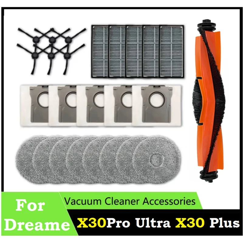 

25PCS Replacement Spare Parts Parts For Dreame Bot X30pro Ultra X30pro Plus Robot Vacuum Cleaner Side Brush Filter Dust Bag