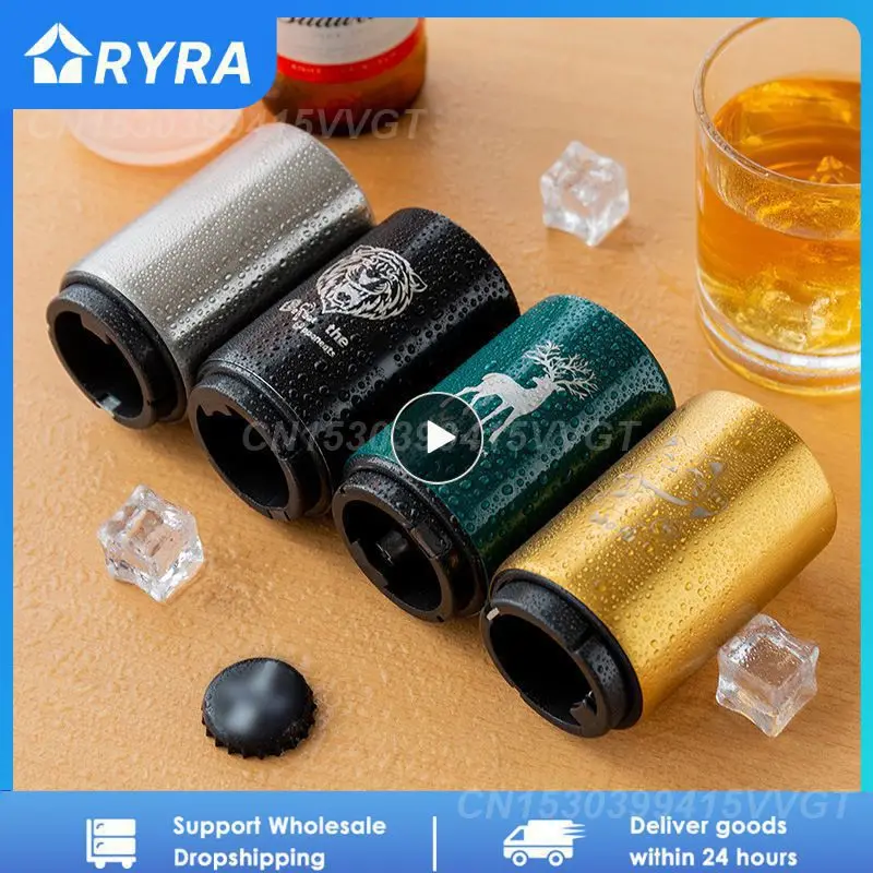 1~10PCS Stainless Steel Automatic Bottle Opener Magnet Press