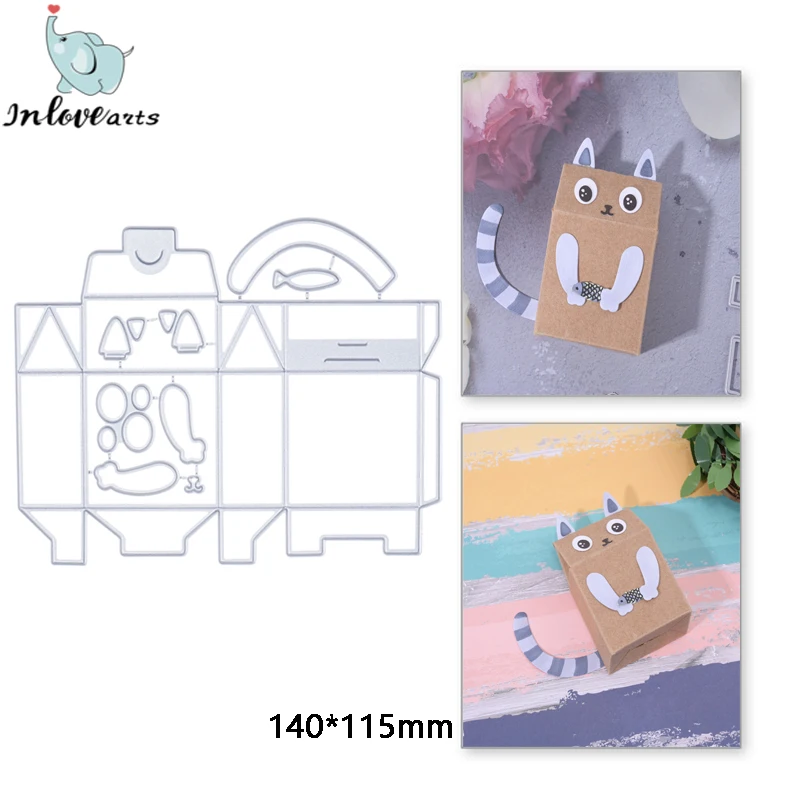 

InLoveArts 3D Cat Hug Fish Metal Carbon Steel Cutting Dies Bag Box Scrapbooking For Making Cards Decor Embossing Craft Stencil