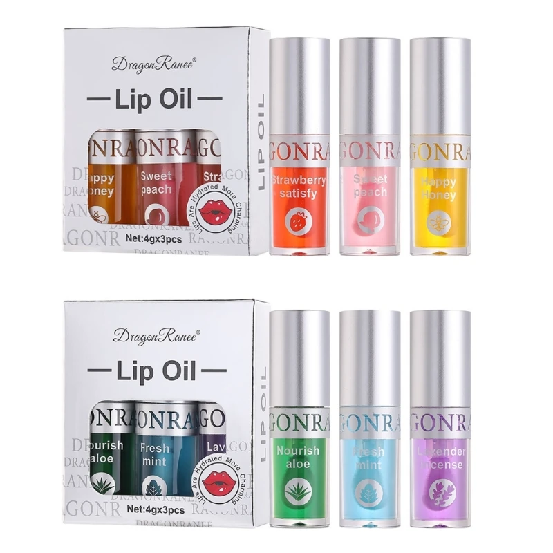 

3Pcs Hydrating Lip Glow Oil Moisturizing Lip Oil Gloss Transparent Plumping Lip Oil Tinted for Lip Care Dry Lips Beauty