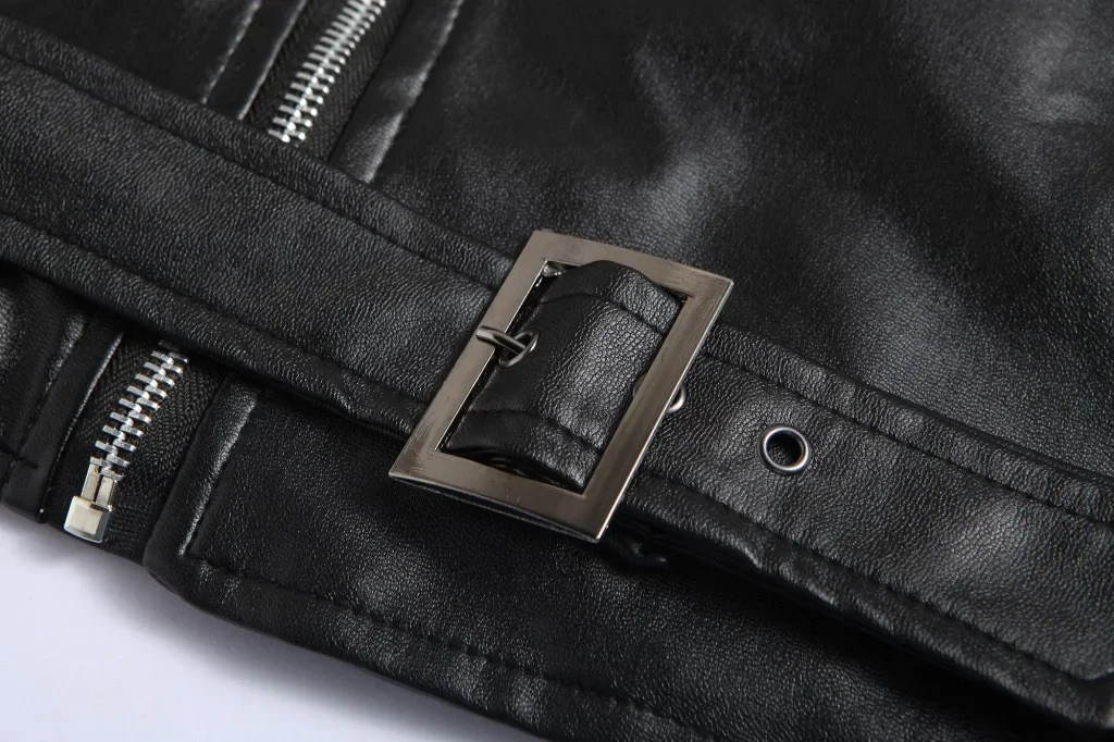 Мужская приталенная кожаная куртка мотоциклетная из искусственной кожи в стиле