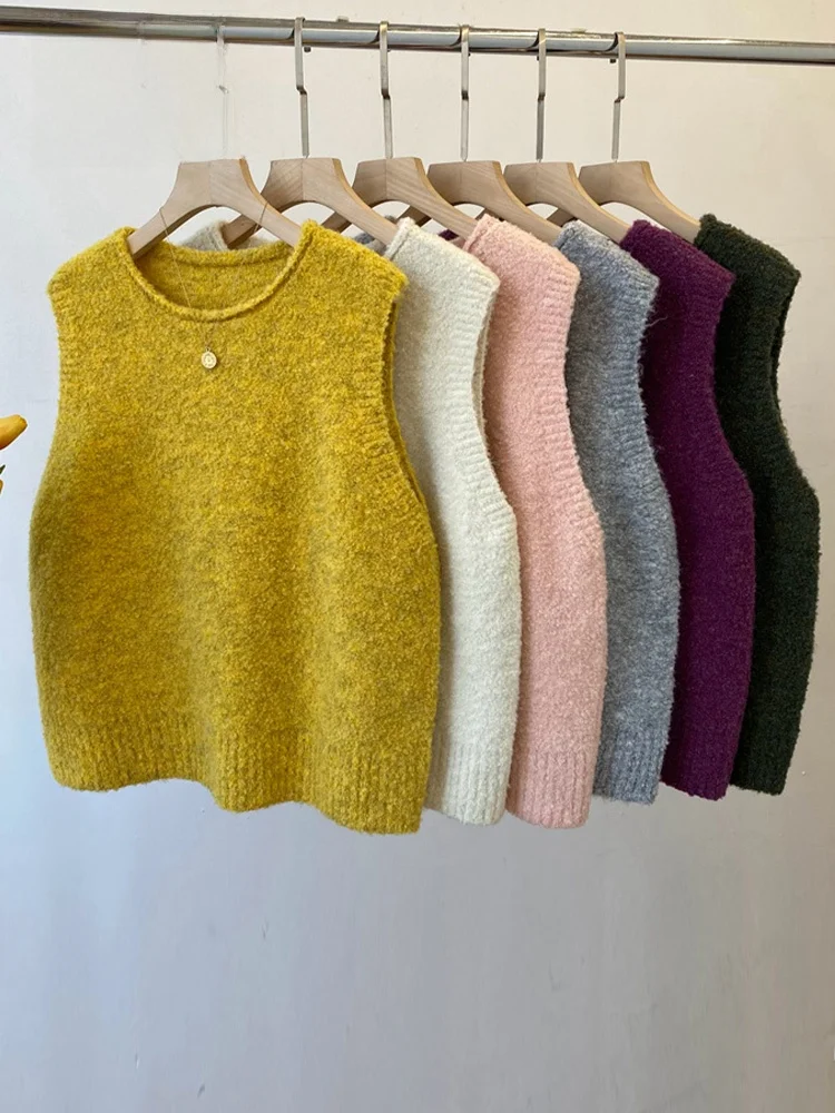 Свитер с v-образным вырезом жилет без рукавов женский 2024 осень и зима новая