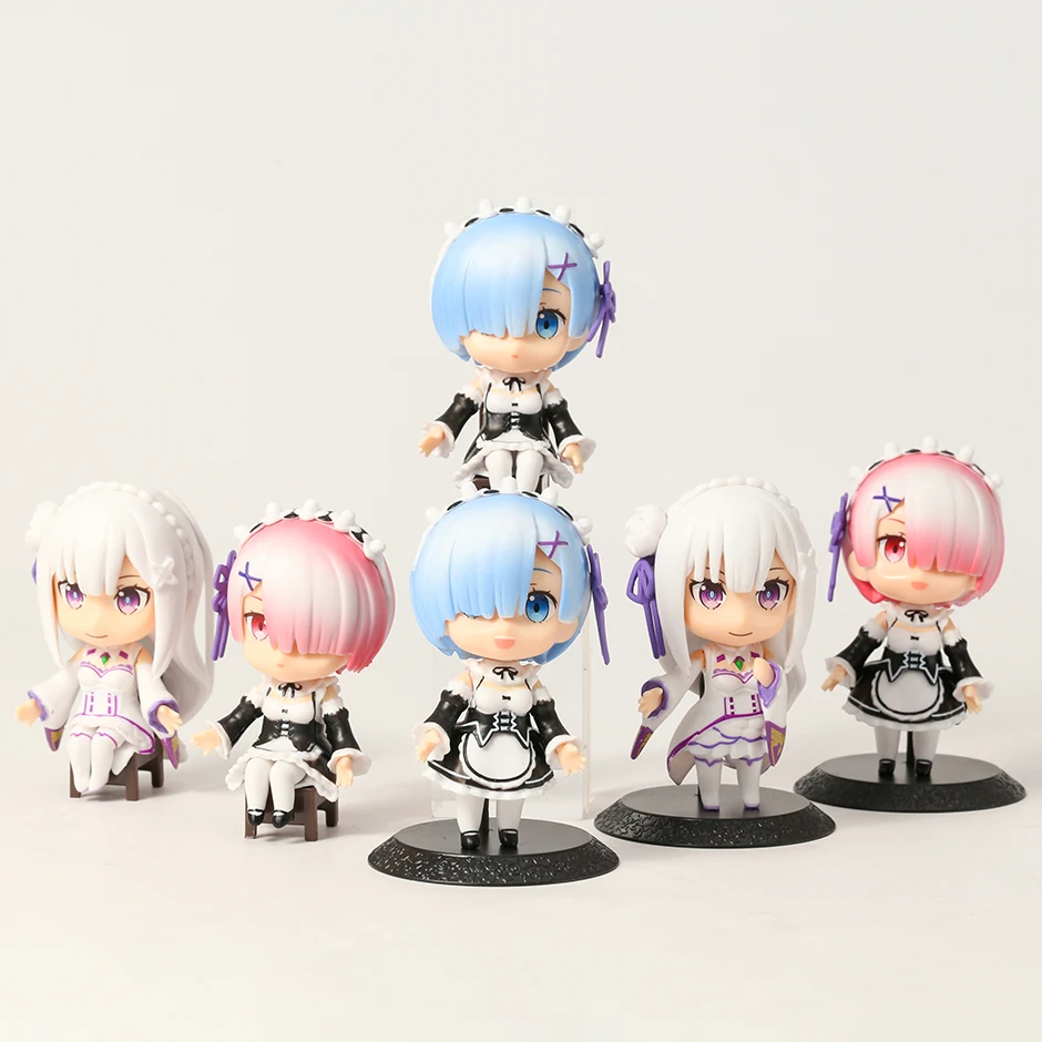 Re:ZERO Starting Life In Another World Emilia Rem Ram Figures Room Decor Model Toy Collection Figurals 6pcs/set