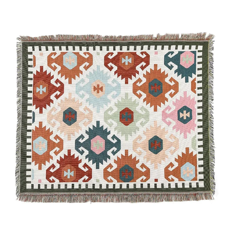 

Outdoor Camping Tribal Rugs Blankets Indian Picnic Blanket Boho Decorative Bed Blankets Plaid Sofa Mats Travel Rug Tassels Linen