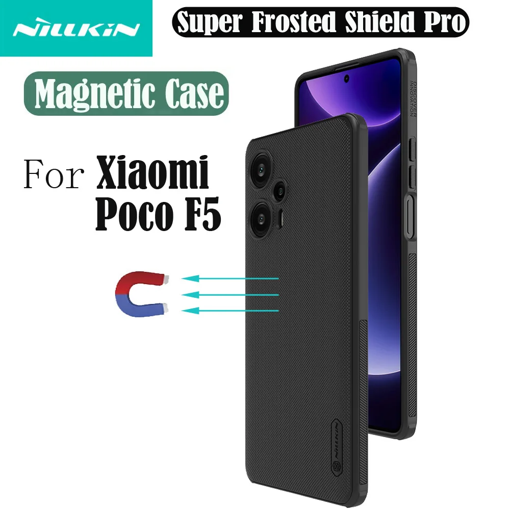 

For MagSafe For Xiaomi Poco F5 Case Nillkin Frosted Shield Pro Magnetic Case TPU Frame Shockproof Back Cover For Xiaomi Poco F5