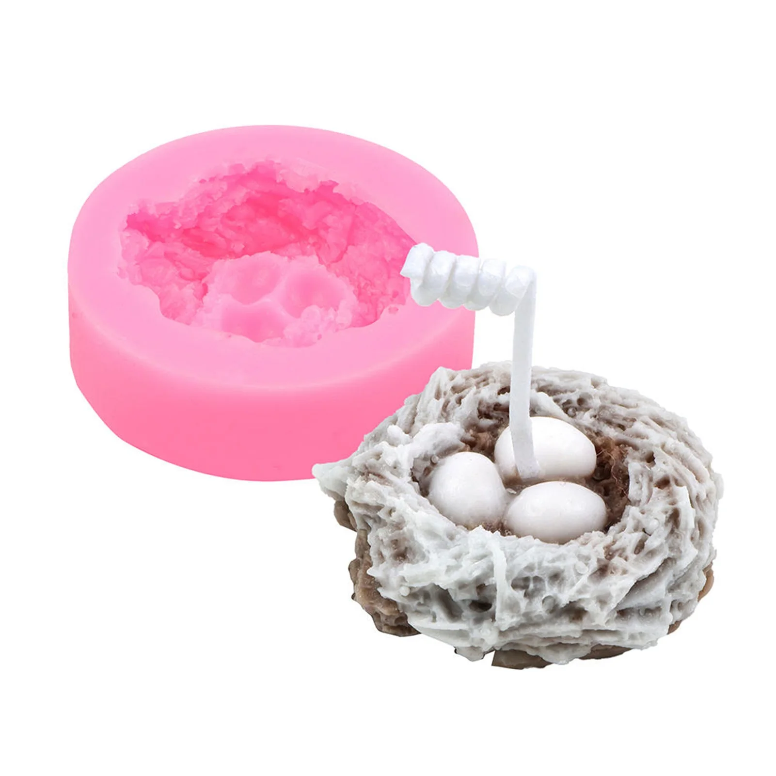 

Bird's Nest Silicone Candle Mold Simulation 3 Eggs Ornament Handmade DIY Craft Tool 3D Nest Chocolate Mold Nest-shaped Epoxy