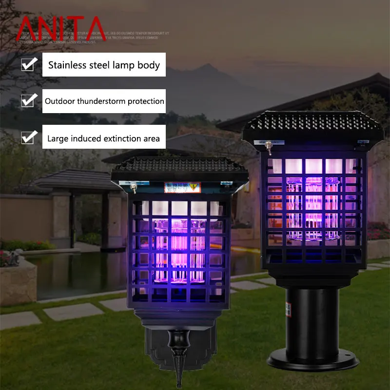 Противомоскитная лампа ANITA на солнечной батарее Современная наружная черная