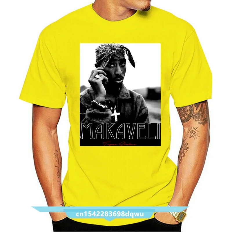 

Makaveli 2pac Shakur черно-белая футболка с автографом футболка с круглым вырезом летние модные мужские футболки