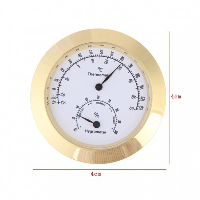 

New Alloy Golden Round Humidity Moisture Thermometer Hygrometer Case For Guitar Violin Mini Portable thermometer