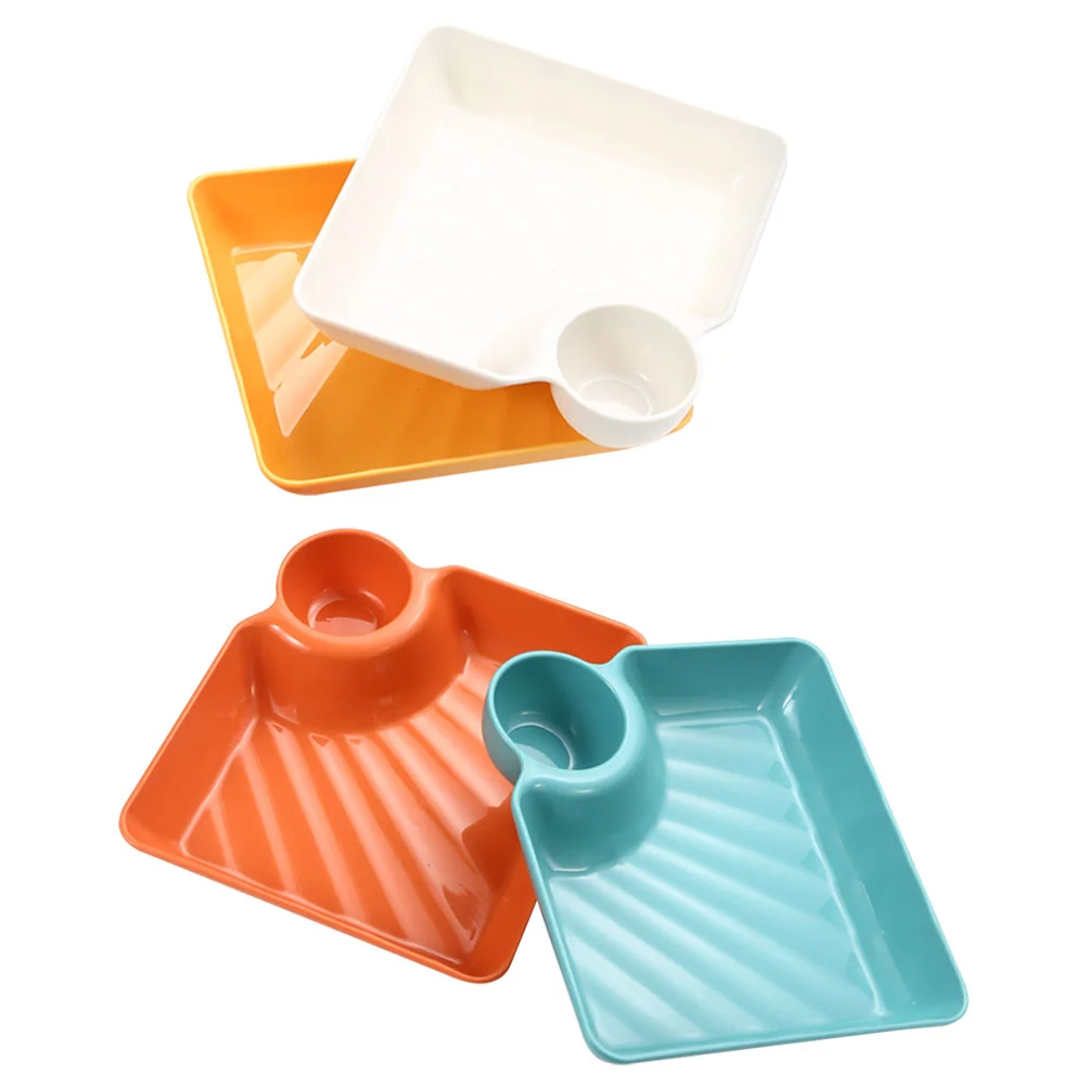 

4Pcs Dumpling Dishes Dinner Plates PP Food Plates Simple Style Food Plates