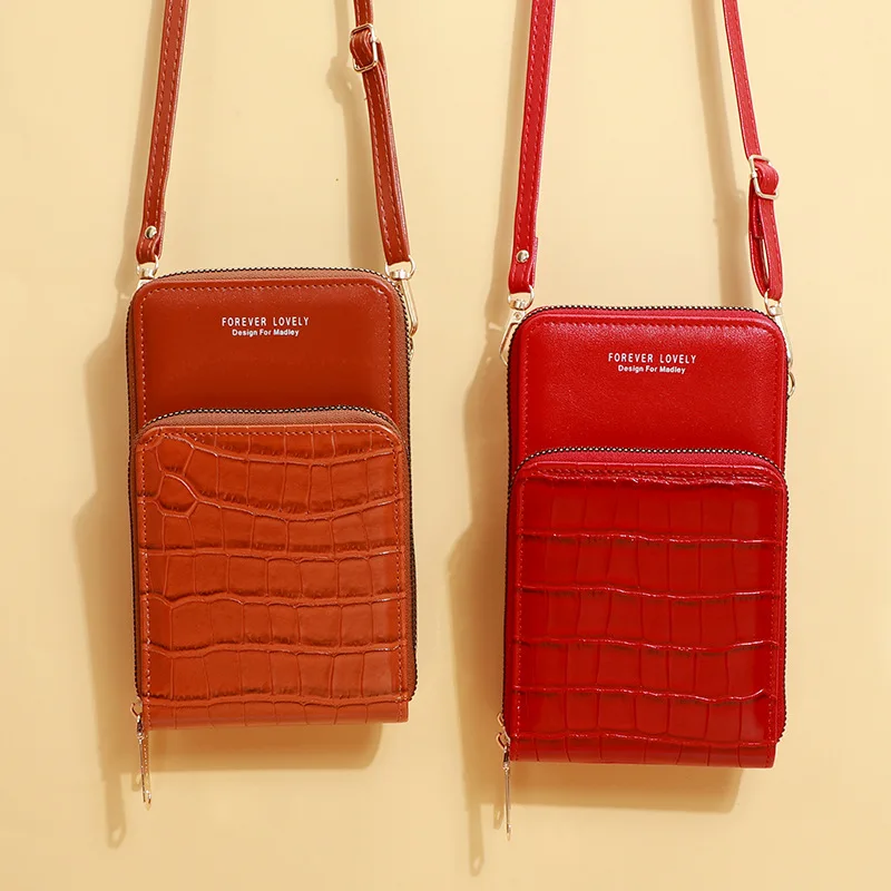 

2022 new high-end bag fashion simple stone pattern shoulder small bag messenger ladies mobile phone bag