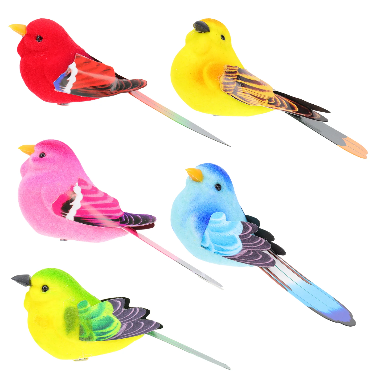 

5Pcs Creative Bird Shape Garden Decor Simulation Bird Yard Ornament Home Decor (Random Color)