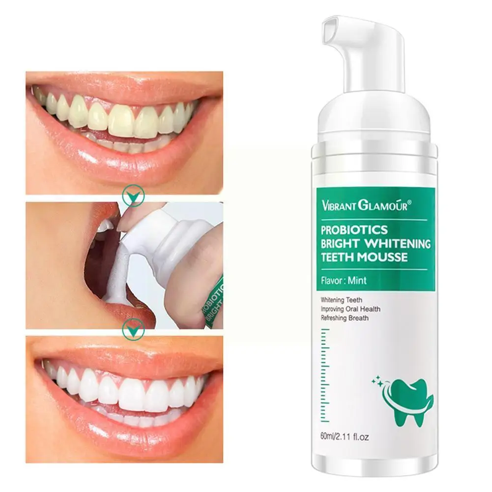 

VIBRANT GLAMOUR Tooth Whitening Mousse Mint Toothpaste Stains Odor Fresh Remove Teeth Bright Breath Care Plaque F1A1