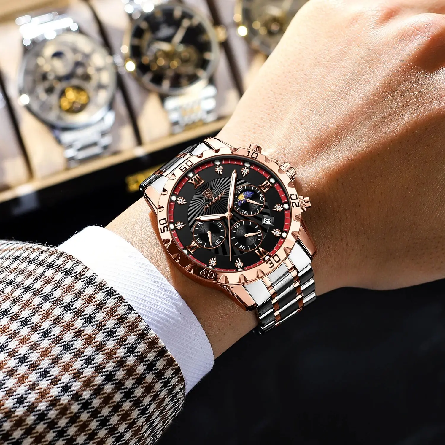 Мужские наручные кварцевые часы POEDAGAR цвет в ассортименте