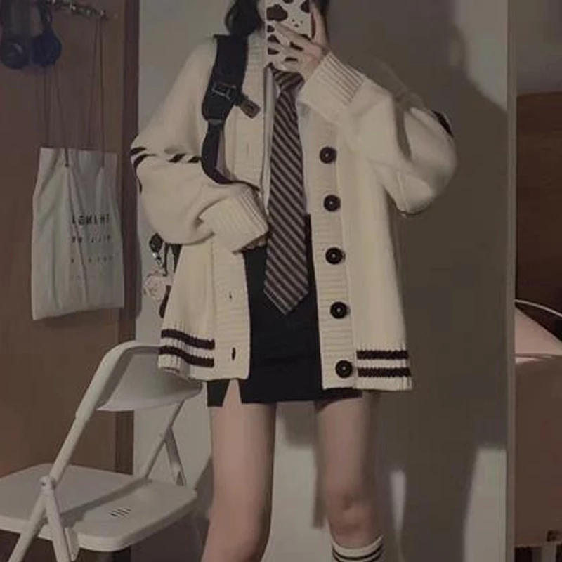 Кардиган модный свитер с длинным рукавом осенне-зимнее вязаное пальто милые топы