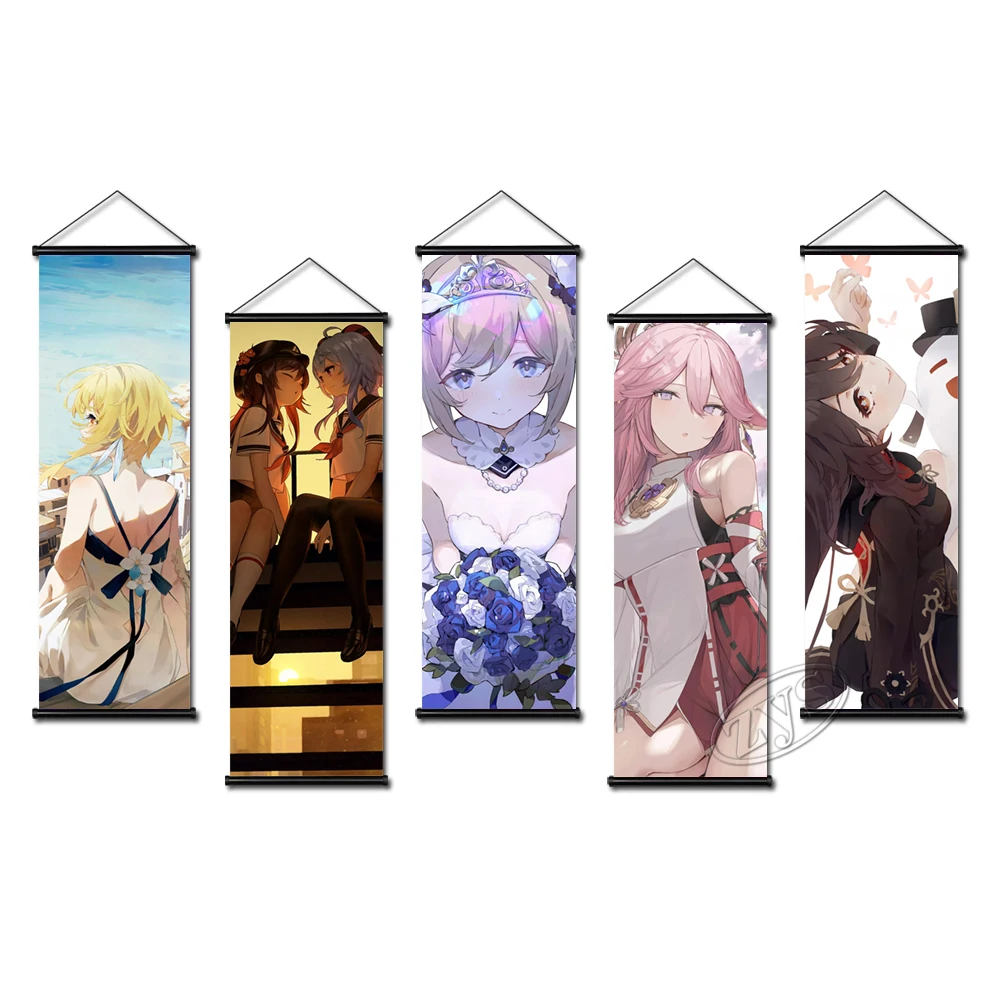 

HD Pint Genshin Impact Posters Canvas Diona Wall Art Game Painting Klee Hanging Scrolls Fischl Modular Picture Home Room Decor