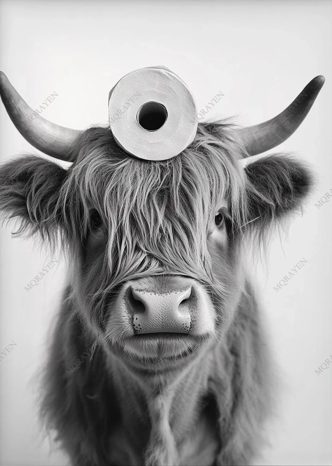 

Печать на холсте "Выдра Хайленд Корова Кошка Енот с Туалетной Бумагой"