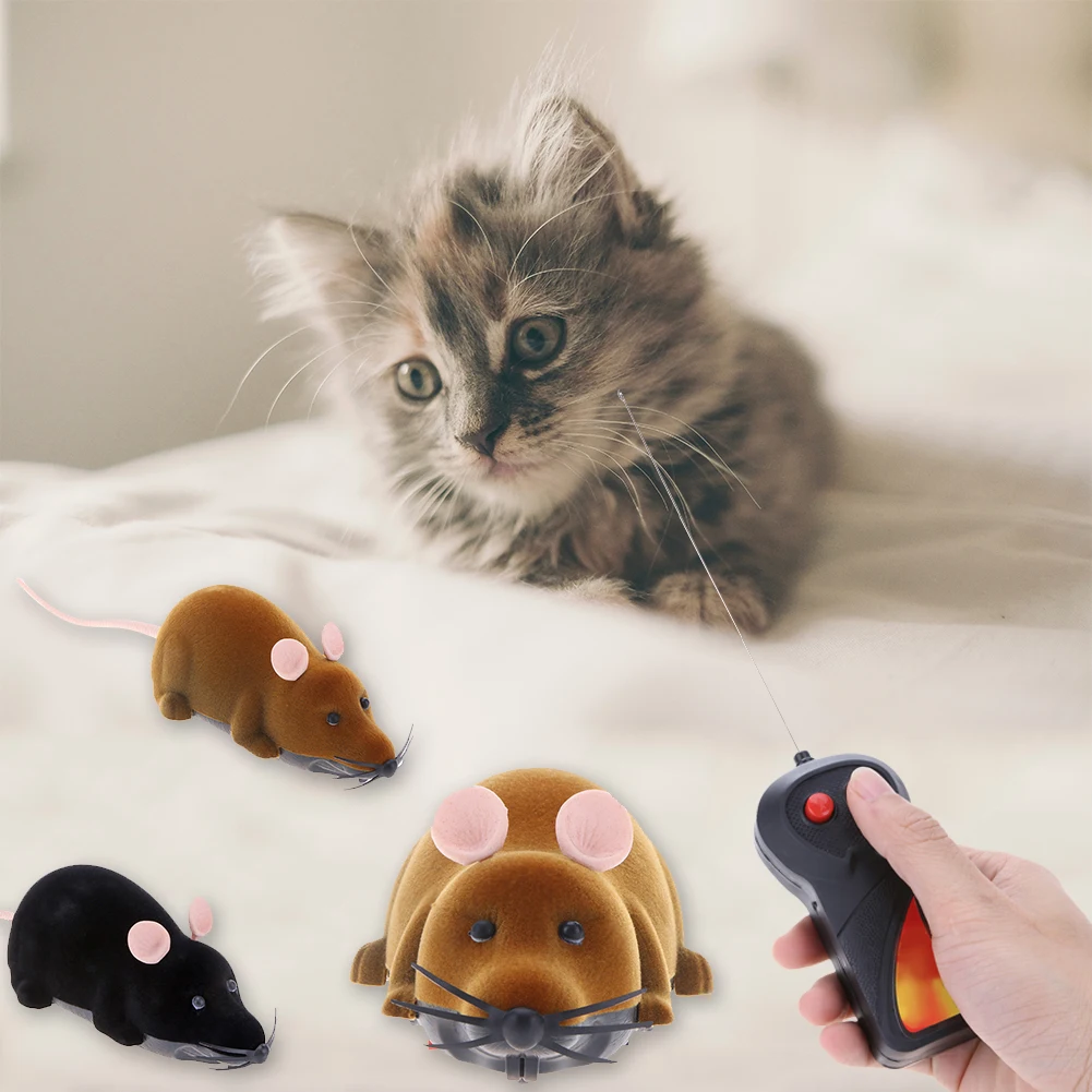 

Plastic Flocking Rat Mice Toy Electric RC Novelty Pet Cat Remote Control Mouse Playing Toys for Household Animal Cats Supply