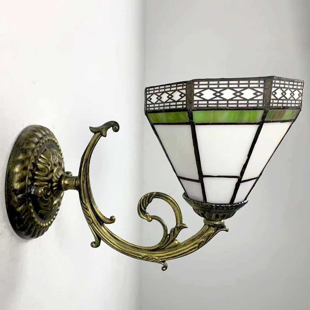 

LongHuiJing Tiffany Style Stained Glass Wall Sconce Flower Wall Lamp Vintage light