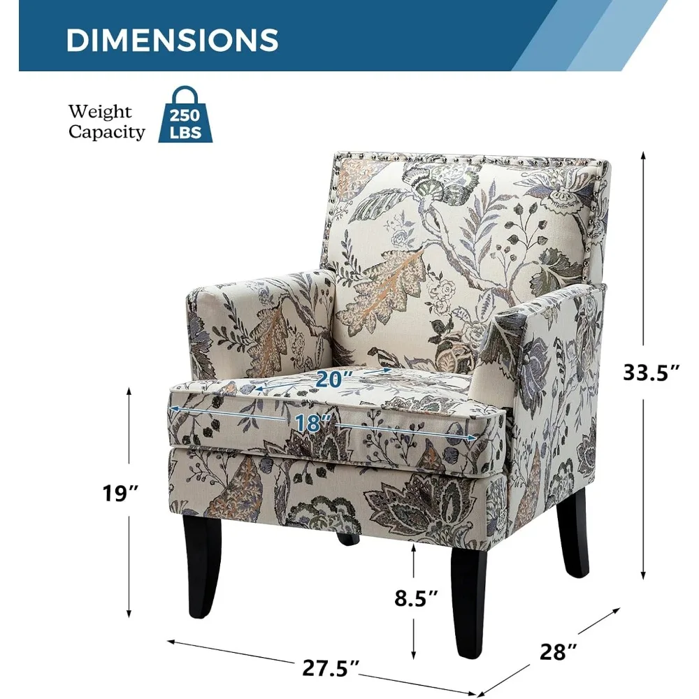 Современный акцентный стул с подлокотниками и деревянными ножками акцентом