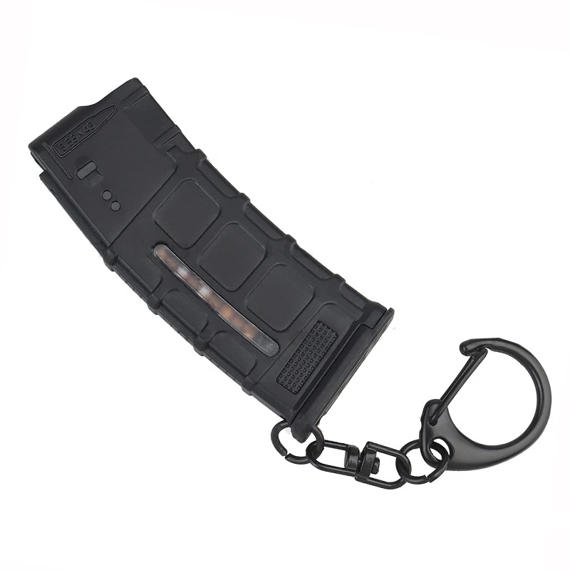 

1:4 Mini Magazine Shape Tactical Keychain Plastic Pistol Magazine Fully Loaded Gift Decorations Keyring with See-through Window