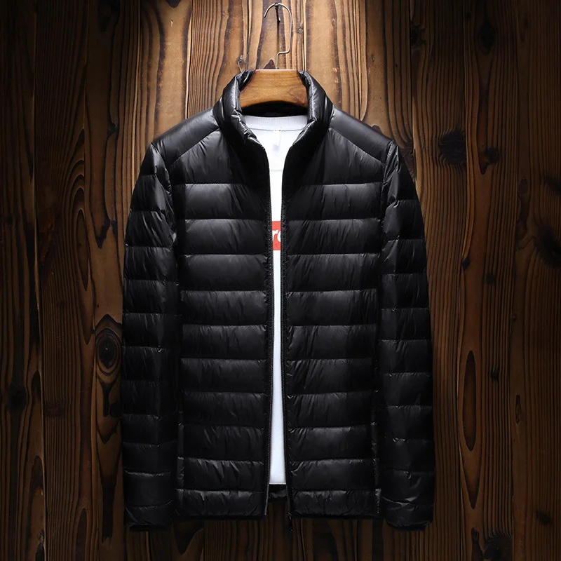 Down Jacket Men'S Autumn And Winter European And American New Thin Cotton Padded Clothes, Fashion Label, Light , Pure Color,