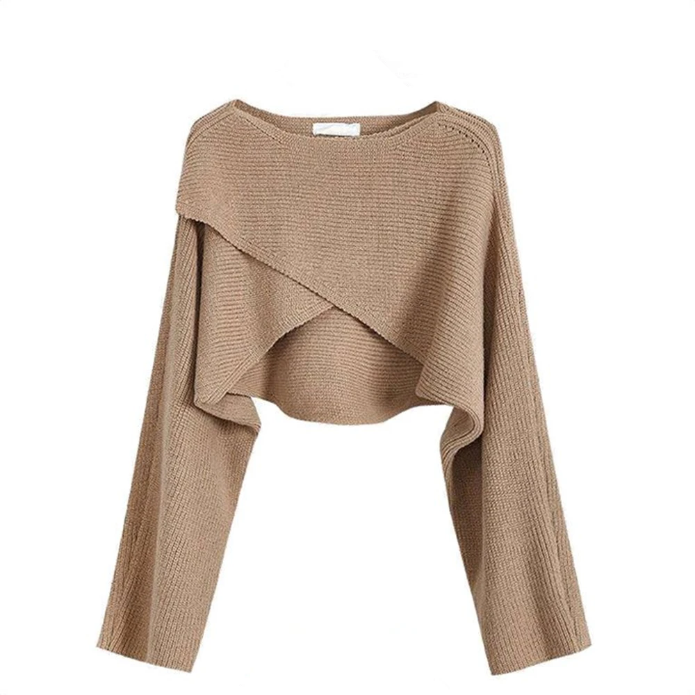 Женский джинсовый комбинезон однотонный короткий свитер с перекрестными