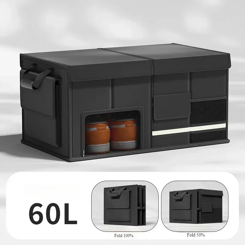 

Органайзер для багажника автомобиля большой емкости, 60 л, складной ящик для хранения автомобиля, водонепроницаемая сумка для хранения для рыбалки, кемпинга, хранения багажника автомобиля