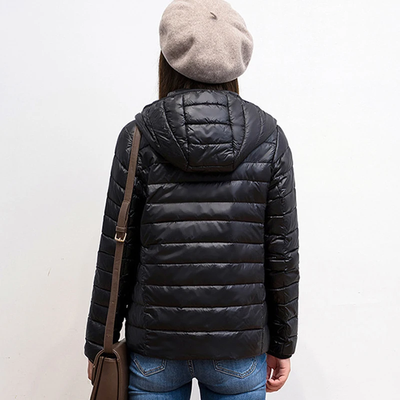 Women Casual Hooded 90% White Duck Down Jacket Coat Windproof Warm Autumn Winter S-5XL