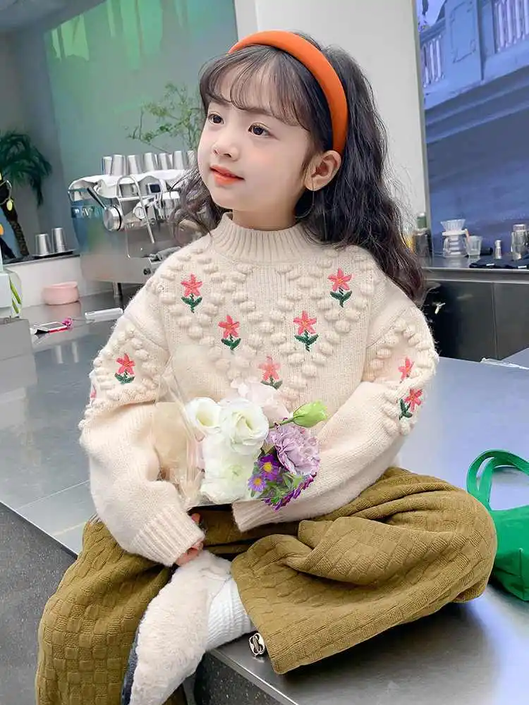 

Christmas Kids Baby Boys Girls Long Sleeve Flowers Pullover Sweaters Casual Autumn Baby Girls Knitted Children's Sweaters H06