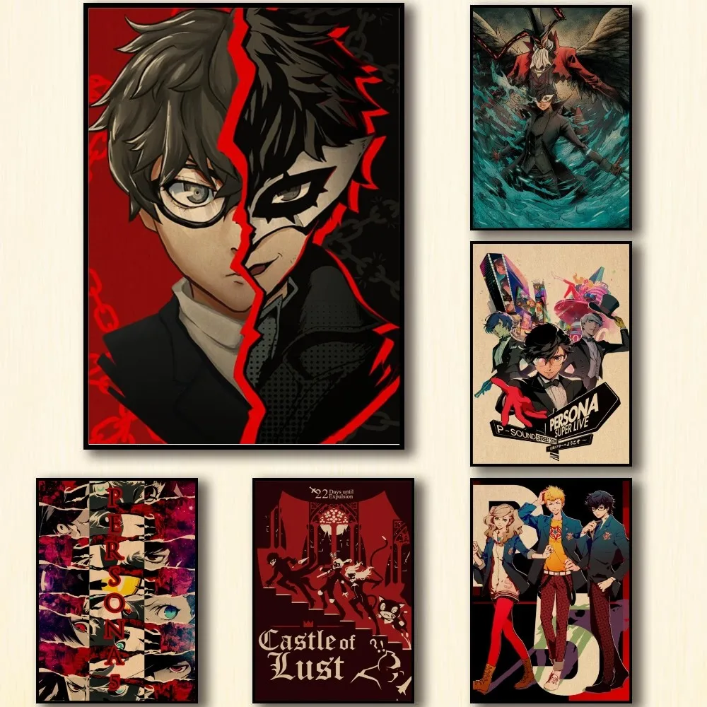 

Classic Anime P-Persona 5Kraftpaper Poster Paper Print Home Living Room Entrance Bar Restaurant Cafe Art Painting Decoration