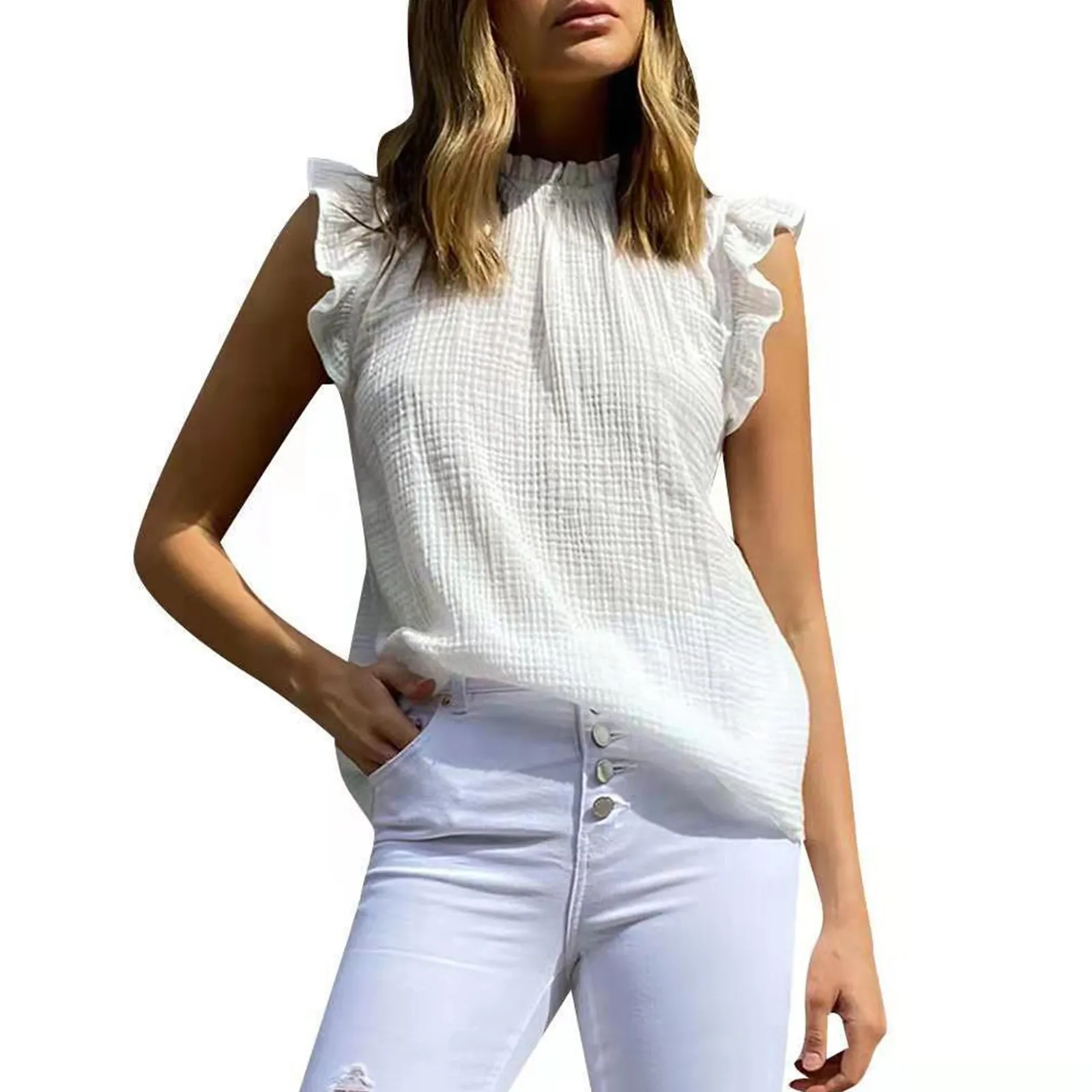 

Женский топ без рукавов с круглым вырезом, футболка с рукавом реглан, однотонный топ, Женская темно-синяя футболка, топы, женские свободные т...