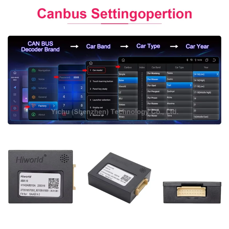 Фото Кабель-адаптер Hiworld AB01.10 Canbus для автомагнитолы SAAB 9-3, декодер Android, аксессуары для радиоустройств, проводной адаптер питания. №1
