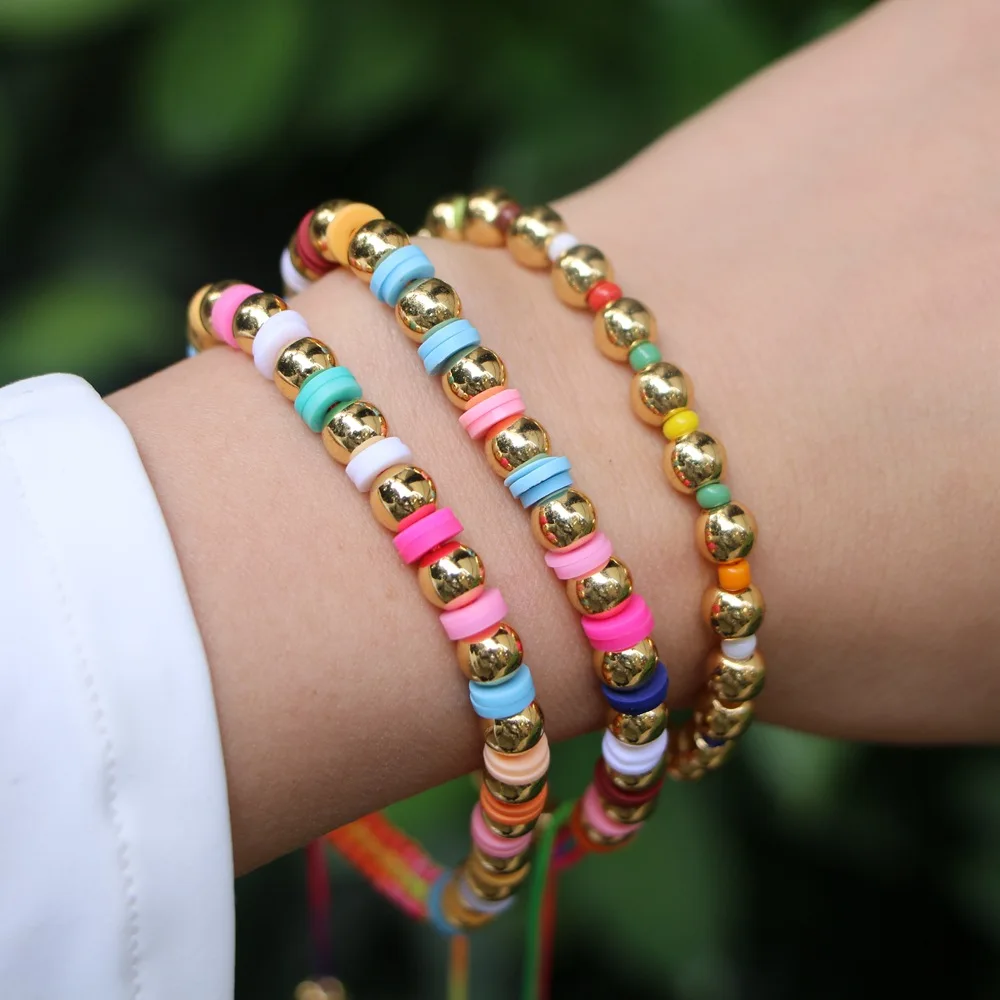

Vlen High Quality Gold Plated Beaded Bracelet Boho Summer Colorful Beads Bracelets Jewelry for Women Gift Pulseras