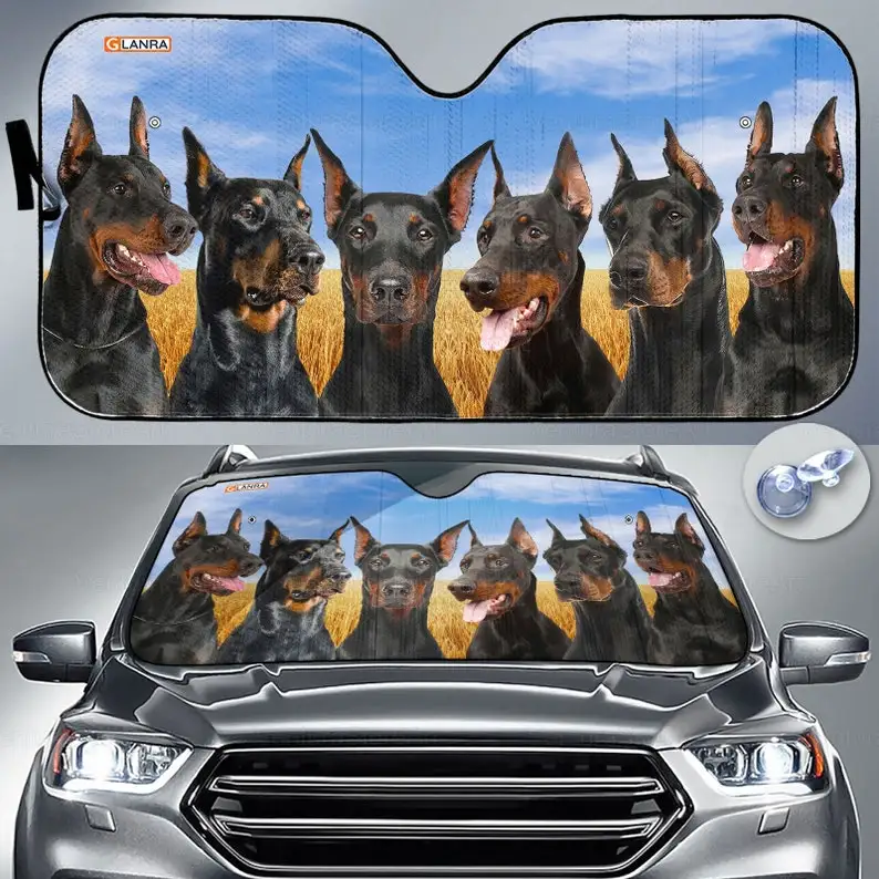 

Dobermann Car Sunshade, Dobermann Lover, Dobermann Car Decor, Gift For Dad, Auto Sunshade, Dog Car Sun Protector