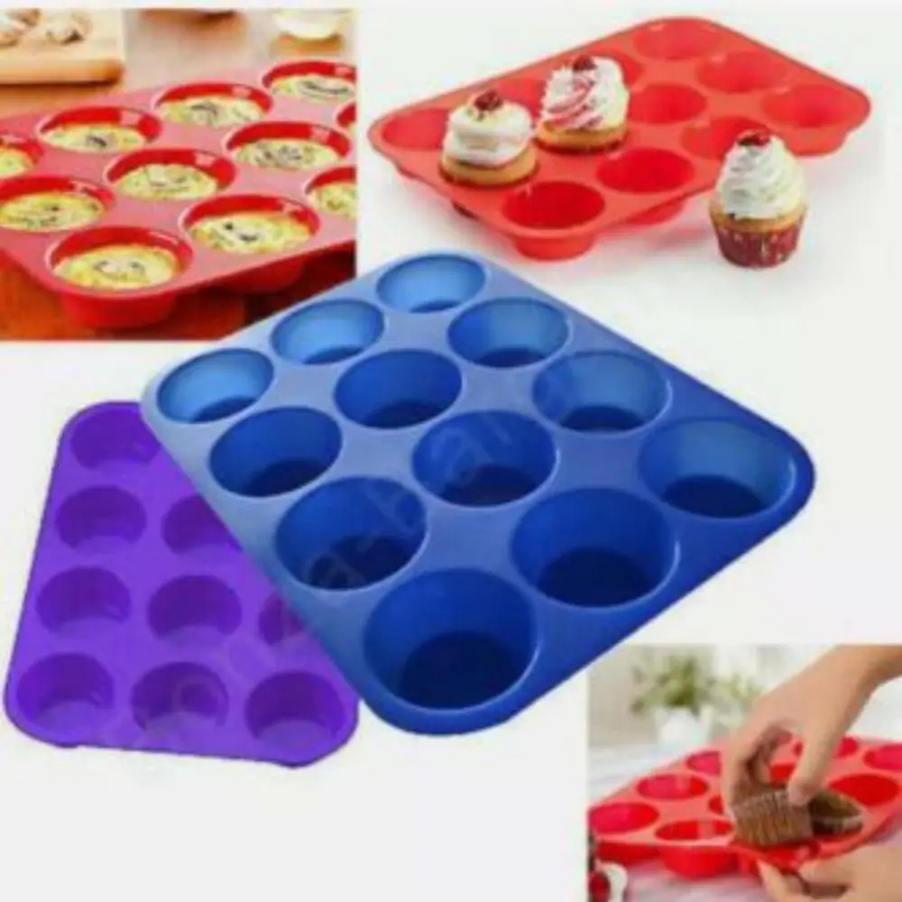 

DIY 12-Hole Thickened Kitchen Cupcake Tray Round Muffin Cup Baking Tool Cake Mold