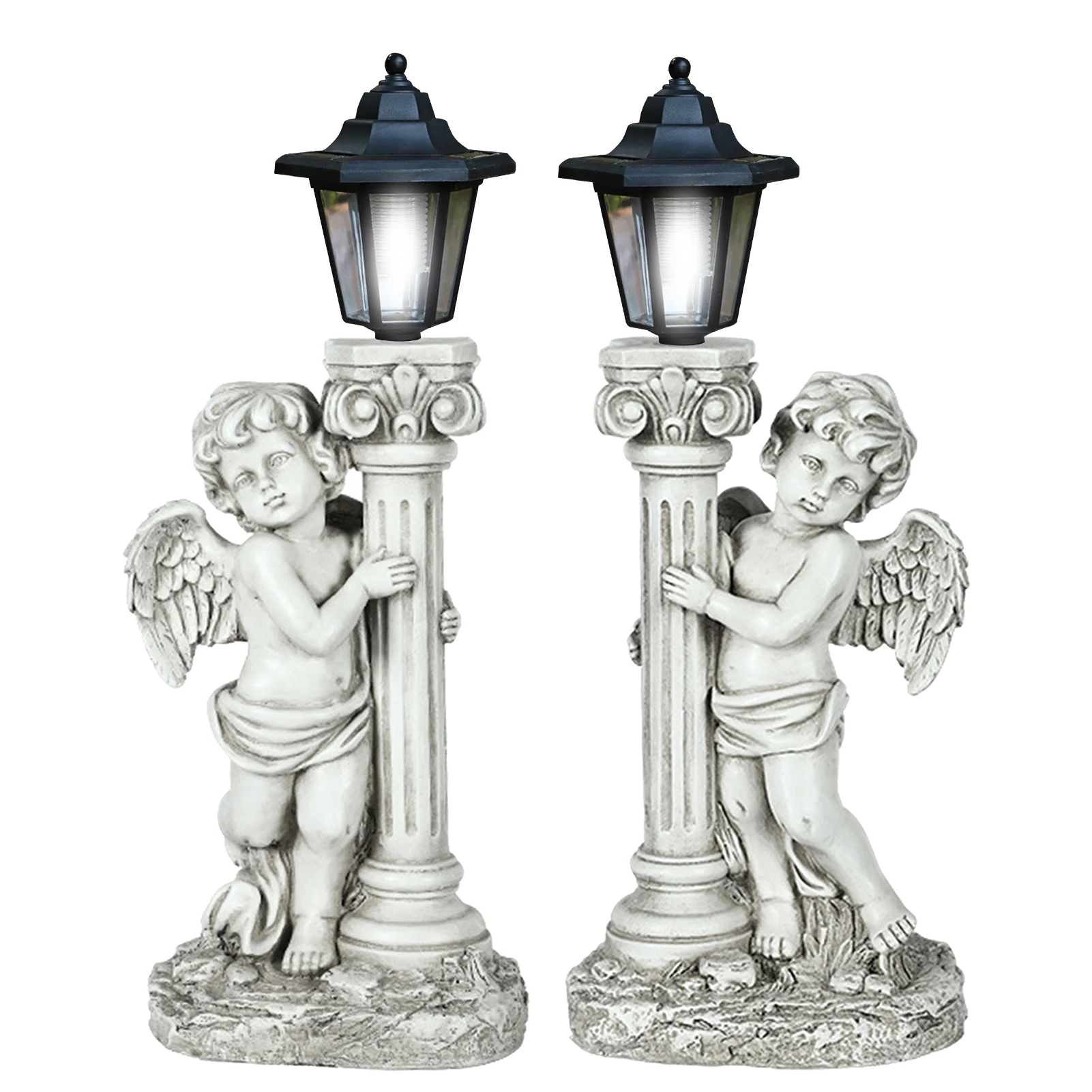 

Антикварный ангел с лампой на солнечных батареях для наружного садового двора, ламсветильник для украшения сада