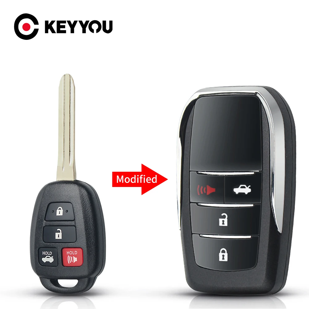 KEYYOU Fob 2/3/4 кнопки Модифицированный Корпус ключа откидной Чехол для Toyota Tacoma Rav4 Sequoia