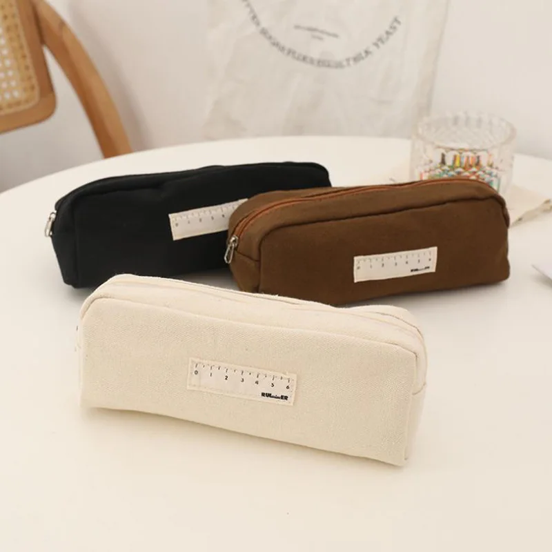 

Pencil Case Black Pencil Pouch Trousse Scolaire Large Capacity Bag Canvas Estuche Escolar Pen Case School Supplies Pencilcase