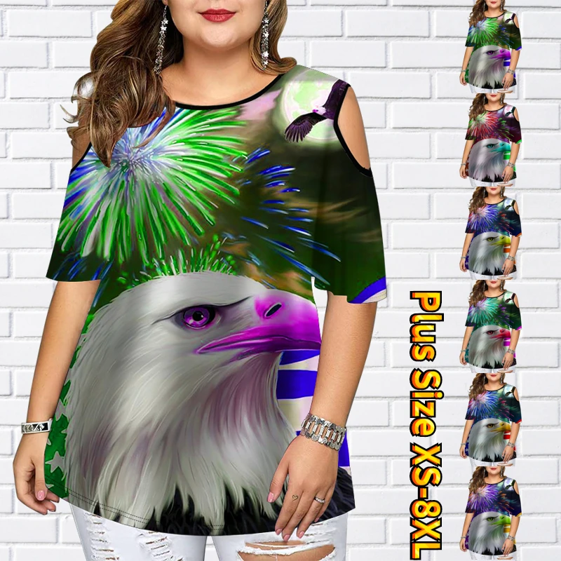 Летняя женская футболка с принтом птиц Модный повседневный пикантный топ