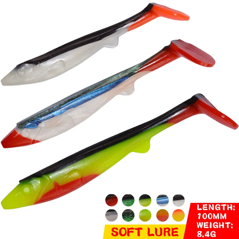 

3 шт., мягкие силиконовые рыболовные приманки, 100 мм, 8,4 г
