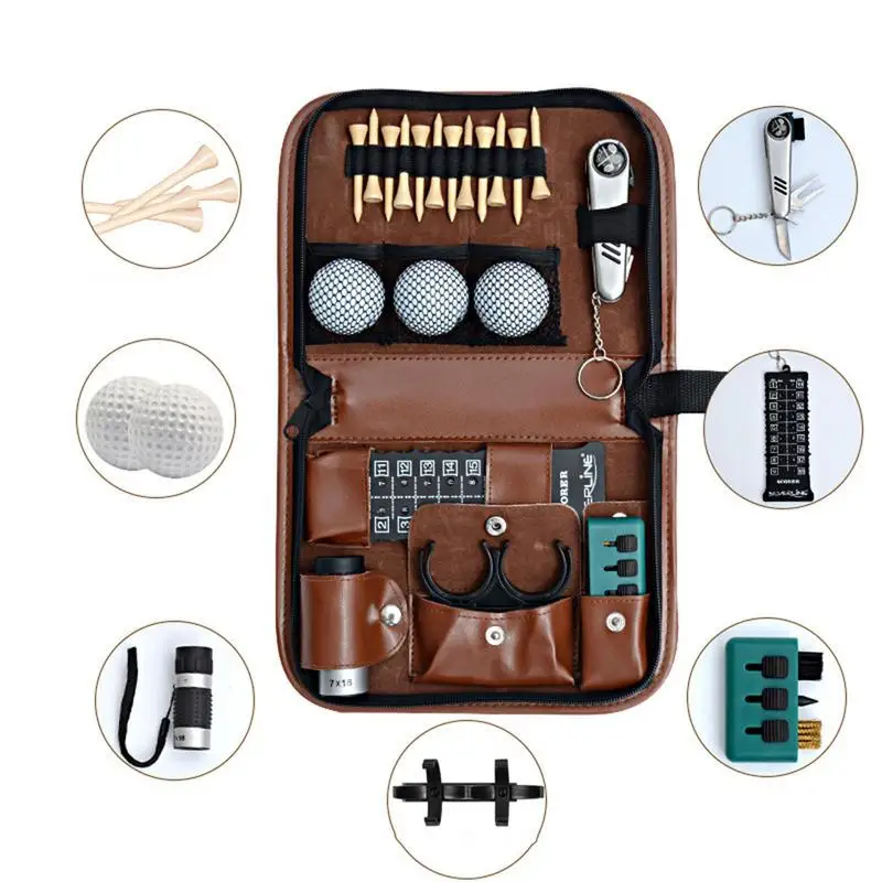 Golf Tool Pouch Holder Bag Golf Gear Case Organizer Pouch PU Leather Holder Bag With Handle Anti-Scratch Lightweight Golf Gear