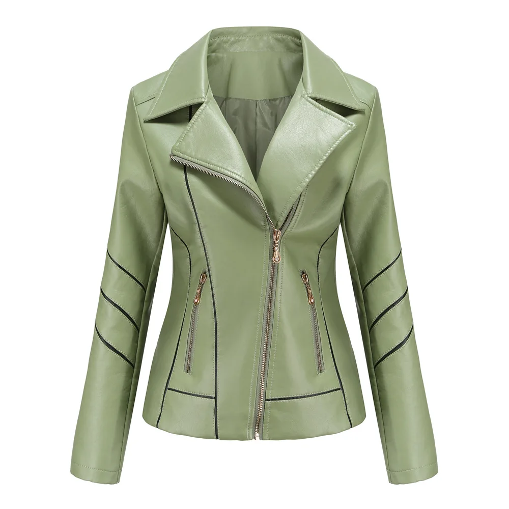 Casual Lapel Slim Leather Fashion Zipper Short Coat Outerwear Retro Motorcycle Jackets 2021 New Autumn Women PU Leather Jacket